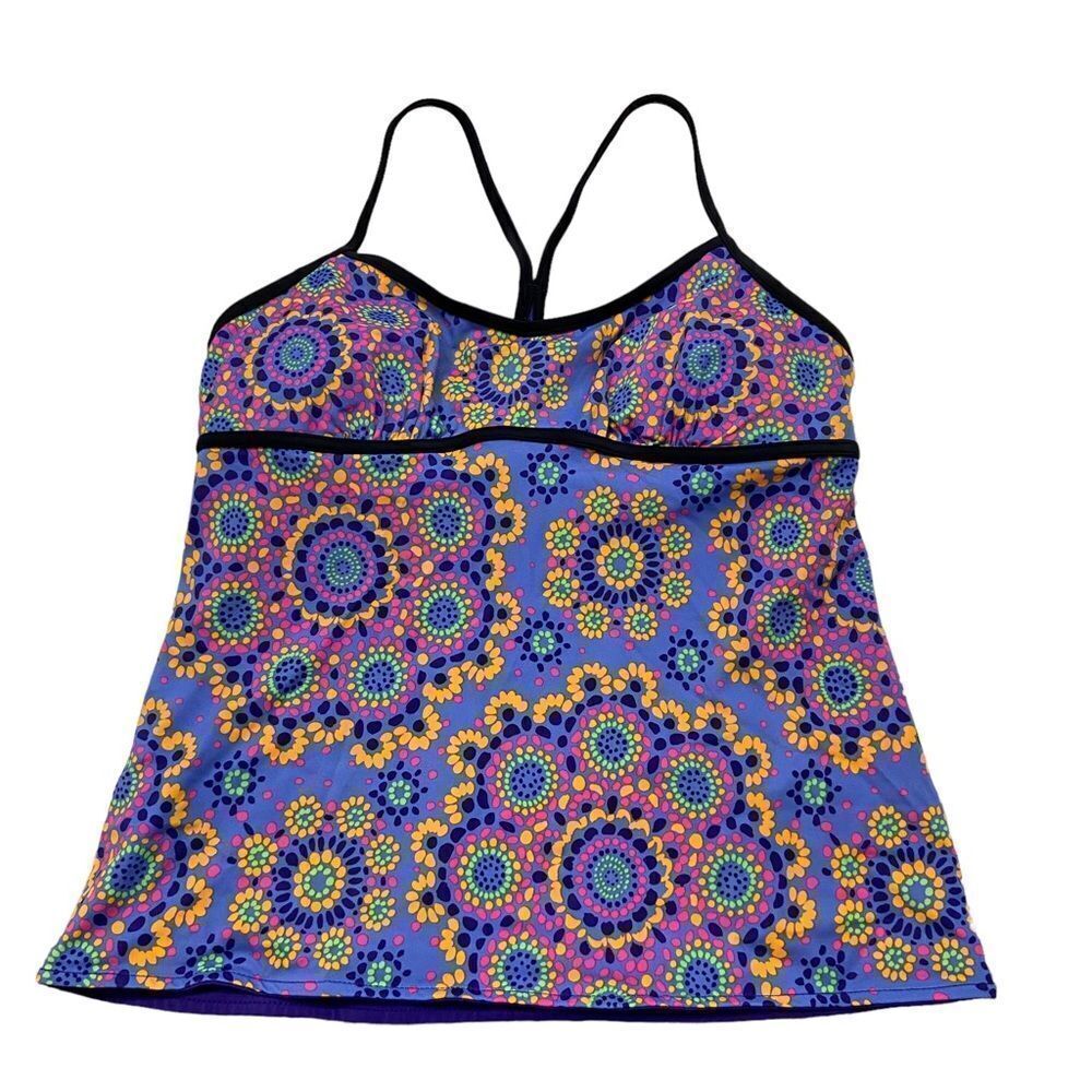 New without Tags Tropical Escape brand Tankini Top Purple with‎ Floral Dot 12